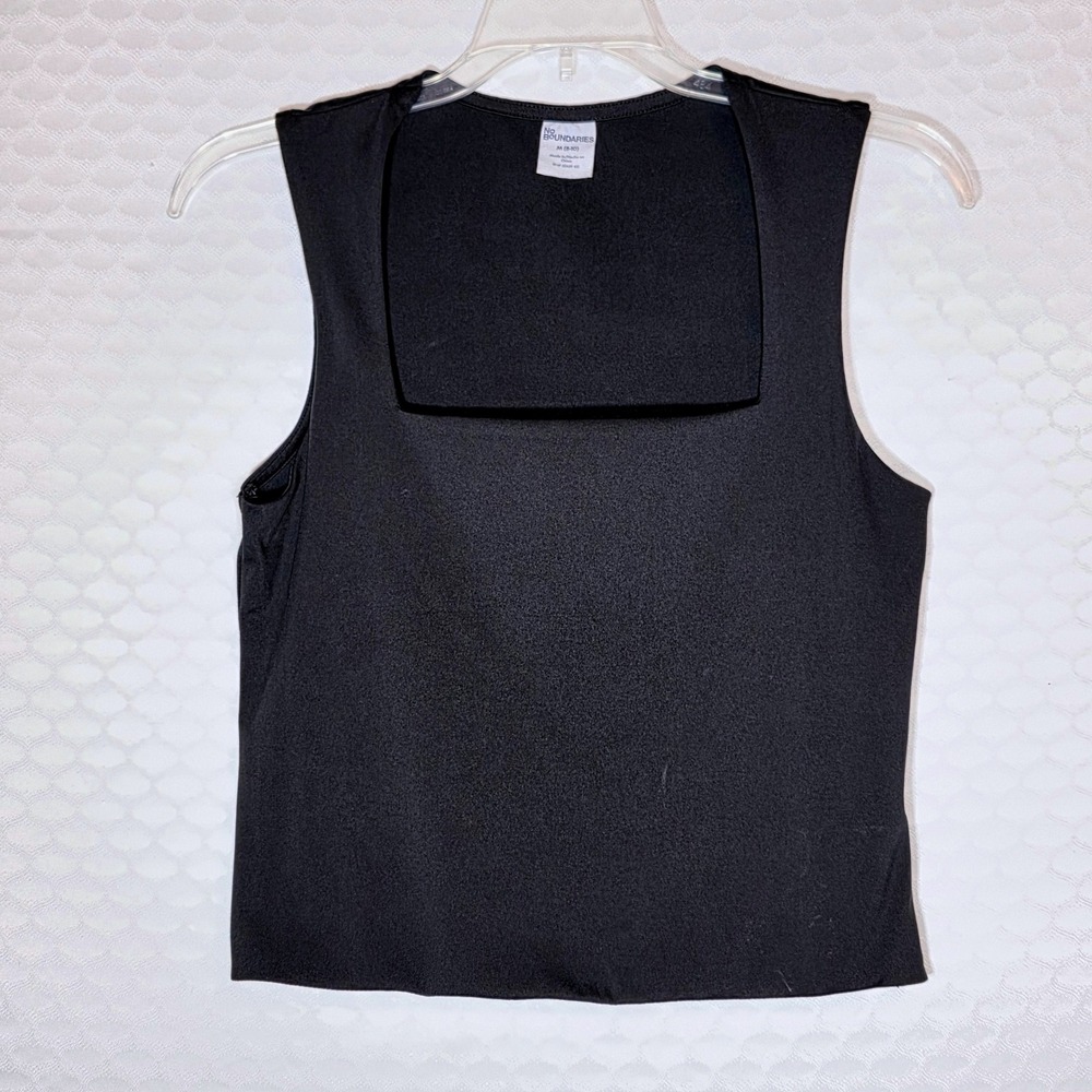 No Boundaries Womens Black Square Neck Tank Top Sleeveless Shirt Size M 8-10